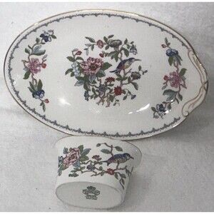 AYNSLEY PEMBROKE England Bone China set Garden Party Dishes Cottage Trinket Bird